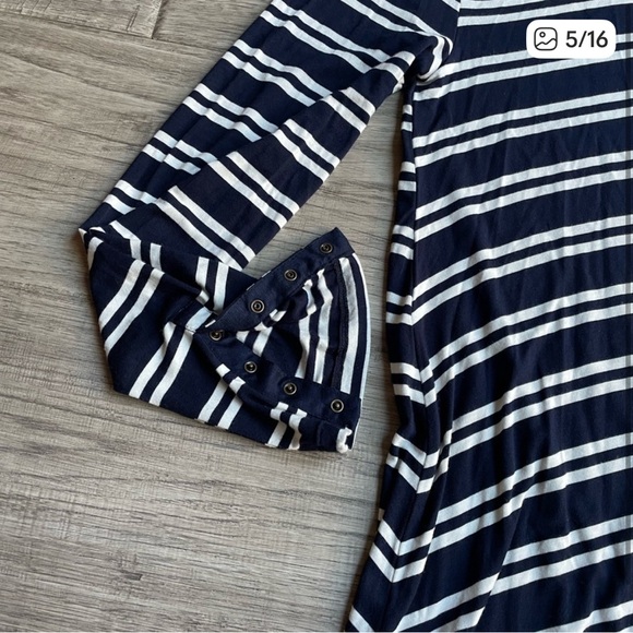 Maeve Anthropologie Striped Navy and White Turtleneck Dress - Picture 5 of 8